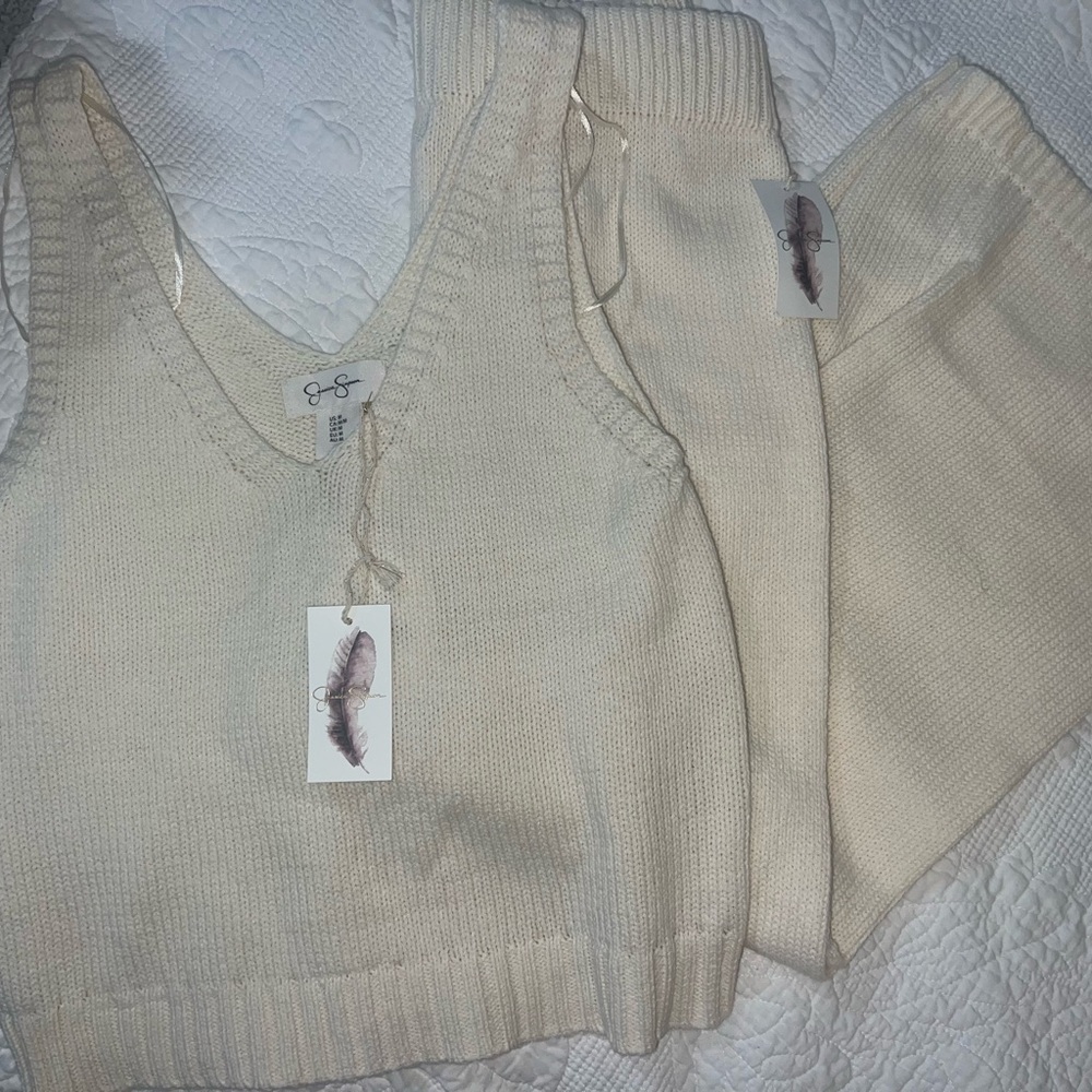 Jessica Simpson Cream Wide Leg Pants & Jumpsuit Set